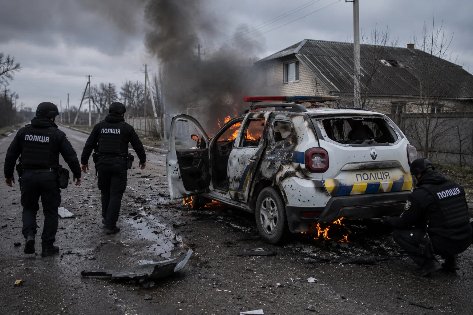 Ворожий дрон атакував поліцейське авто на Херсонщині